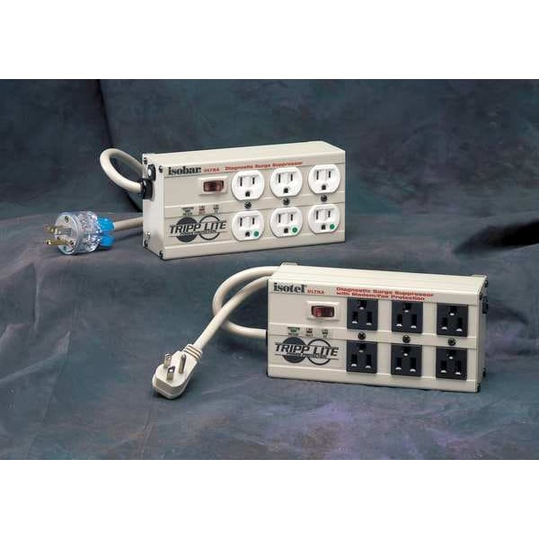 Tripp Lite Datacom Surge Protector, 6 Outlet, Gray - ISOTEL 6 ULTRA