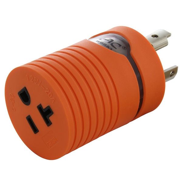 Ac Works Adapter L5-30P 30A 125V Plug to 5-15/20R 15/20A Household T-Blade Connector - ADL530520