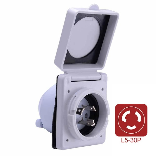 Superior Electric 30 Amp NEMA L5-30P RV Inlet - White - RVA1519