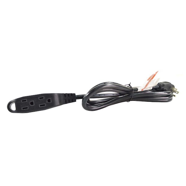 Superior Electric 6ft 16 Gauge Extension Cord, 3 Prong Grounded, 3 Outlets, with Low Profile Flat Plug - Black - SE1541