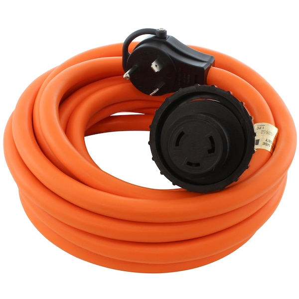 Ac Works 25ft RV 30A TT-30P Plug to 30A L5-30R RV/Marine Detachable Power Supply Cord - RVTTM30-025