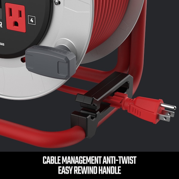 Craftsman 12AWG Power Cord Reel 4 Grounded Outlets Outlets 125V Voltage - CMXCRPA1250
