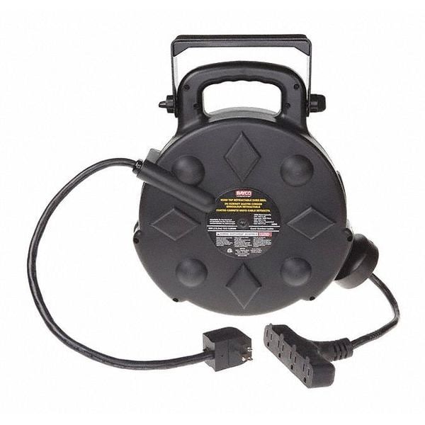 Bayco 50 ft. 12/3 Polymer Cord Reel, w/All Weather Cord 15 Amps 4 Outlets - SL-8906