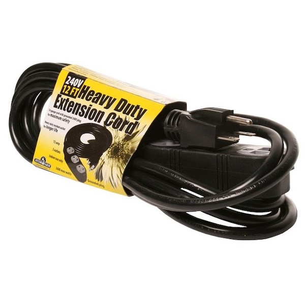 Hydrofarm Heavy Duty Extension Cord, 240V, 12Ft. - BACDE24012