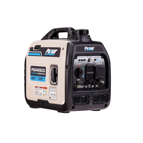 Pulsar Portable and Inverter Generator, Gasoline, 3,200 W Rated, 4,000 W Surge, Recoil Start, 120V AC - PGD40ISCO