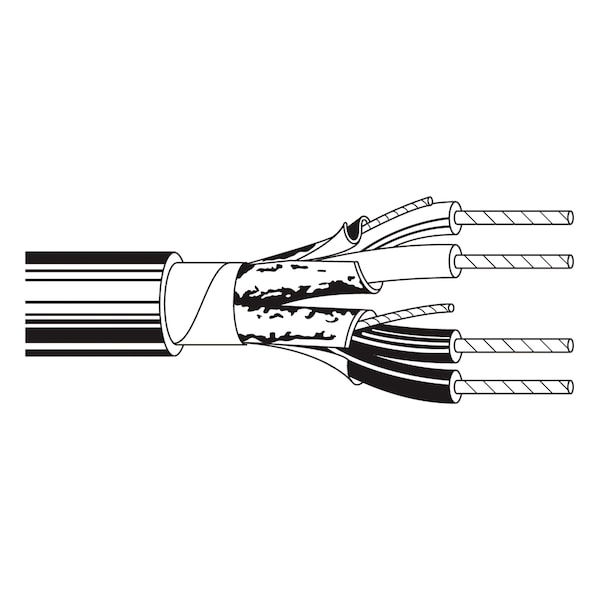 Belden Multi-conductor Cable, 24 AWG, 4 C, Chrome, PVC, Stranded, 300V, 30V - 9729 06010000