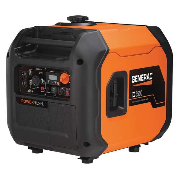 Generac Portable Generator, Gasoline, 3,000 W Rated, 3,500 W Surge, Electric, Recoil Start, 120V AC, 25 A - 7723