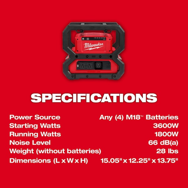 Milwaukee Tool M18 CARRY-ON 3600W/1800W Power Supply (Tool Only) - 2845-20