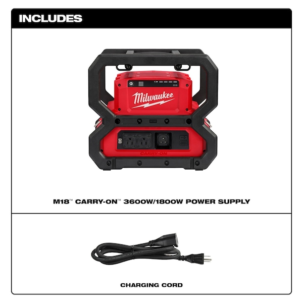 Milwaukee Tool M18 CARRY-ON 3600W/1800W Power Supply (Tool Only) - 2845-20