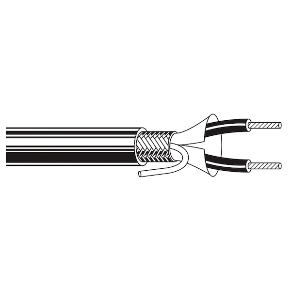 Belden Multi-Conductor Cable, 22 AWG, 2 C, Black, PVC, Stranded, 300V AC, Indoor - 8441 0101000