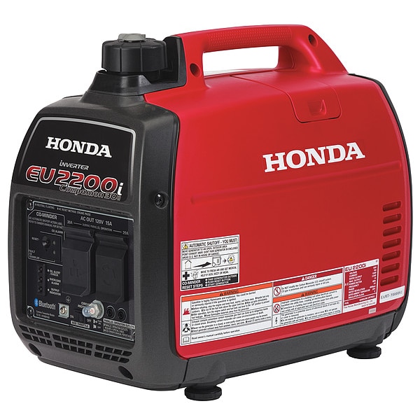 Honda Portable Generator, Gasoline, 1,800 W Rated, 2,200 W Surge, Recoil Start, 120V AC, 18.3/15 A - EU2200ITAN1