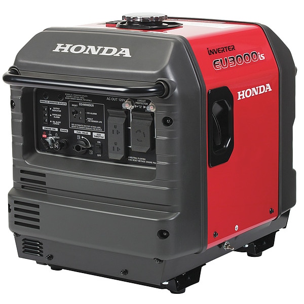 Honda Portable Generator, Gasoline, 2,800 W Rated, 3,000 W Surge, Electric, Recoil Start, 120V AC - EU3000IS1AN