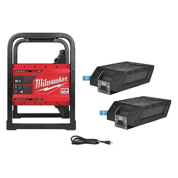 Milwaukee Tool Portable and Inverter Generator, 1,800 W Rated, 3,600 W Surge, 120V AC, 15 A A - MXF002-2XC