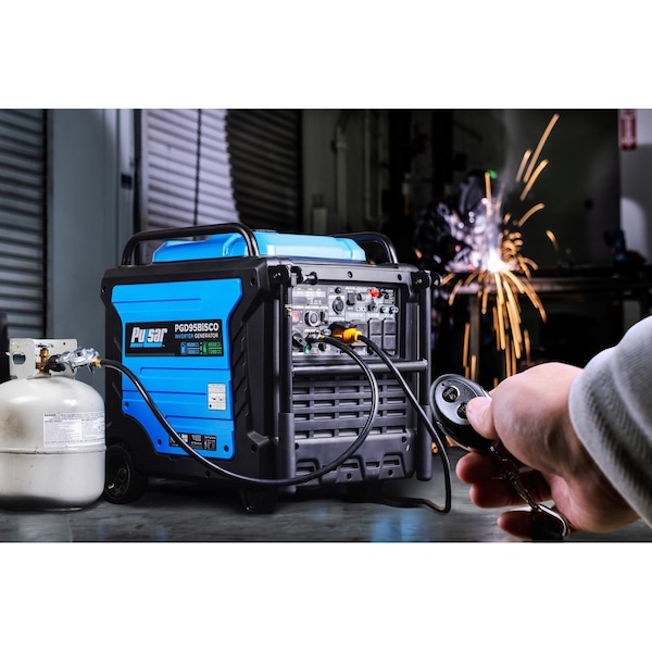 Pulsar Portable and Inverter Generator, Gasoline/Liquid Propane, 7,600 W/7,200 W Rated, 120/240V AC, 20 A - PGD95BISCO