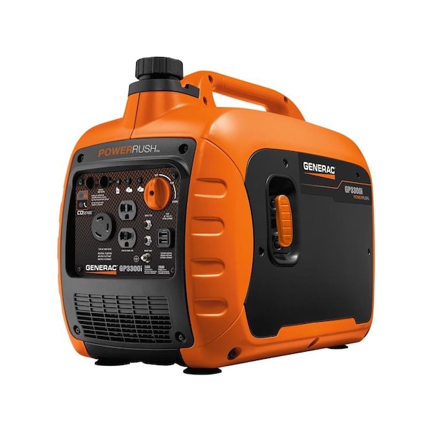 Generac Portable Generator, 2,500 W Rated, 3,300 W Surge, Recoil Start, 120V AC, 20.8 A - 7153