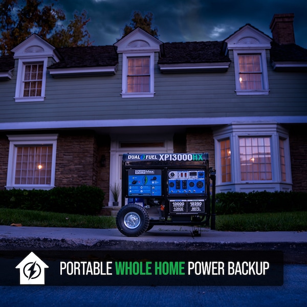 Duromax Portable Generator, Gasoline/Liquid Propane, 10,500 W/9,975 W Rated, 13,000 W/12,350 W Surge - XP13000HX