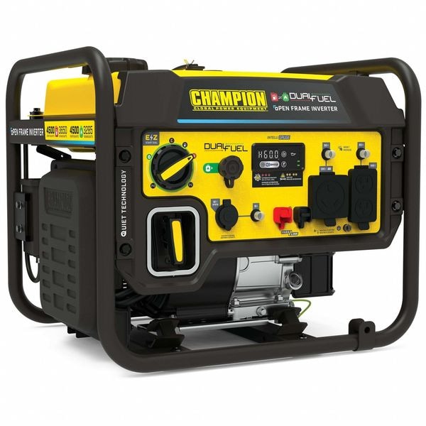 Champion Power Equipment Portable Generator, Gasoline/Propane, 3,285 W/3,650 W Rated, 4,500 W Surge, Recoil Start, 120V AC - 200978