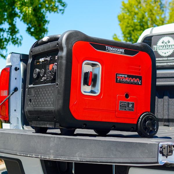 Tomahawk Power Portable and Inverter Generator, Gasoline, 5,000 W Rated, 5,500 W Surge, 120V AC, 30/20 A - TG5500i