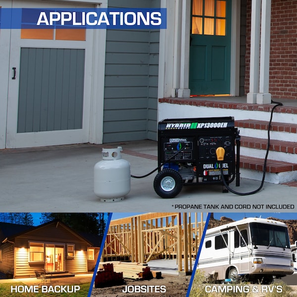 Duromax Portable Generator, Gasoline, 10,500 W Rated, 13,000 W Surge, Electric Start, 120/240V AC - XP13000E