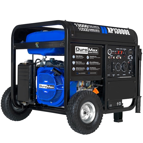 Duromax Portable Generator, Gasoline, 10,500 W Rated, 13,000 W Surge, Electric Start, 120/240V AC - XP13000E