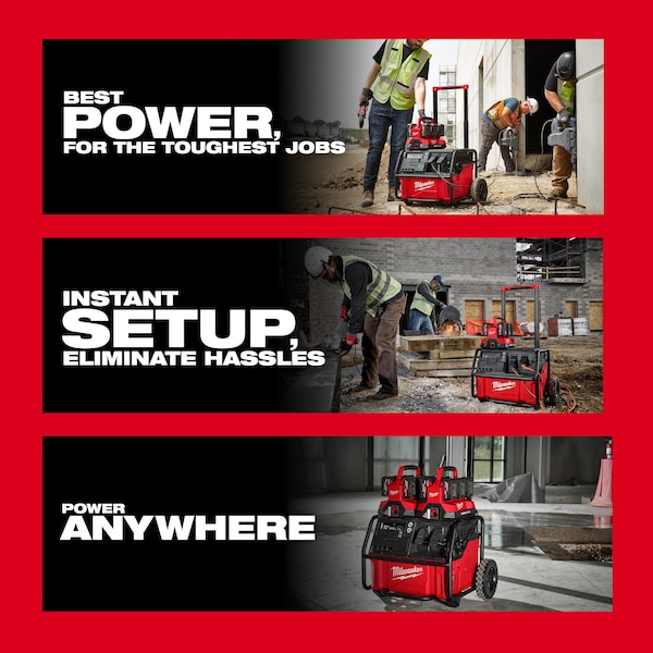 Milwaukee Tool Portable Generator, 3600W Rated, 7200W Surge, 120V, 15A A - 3300R