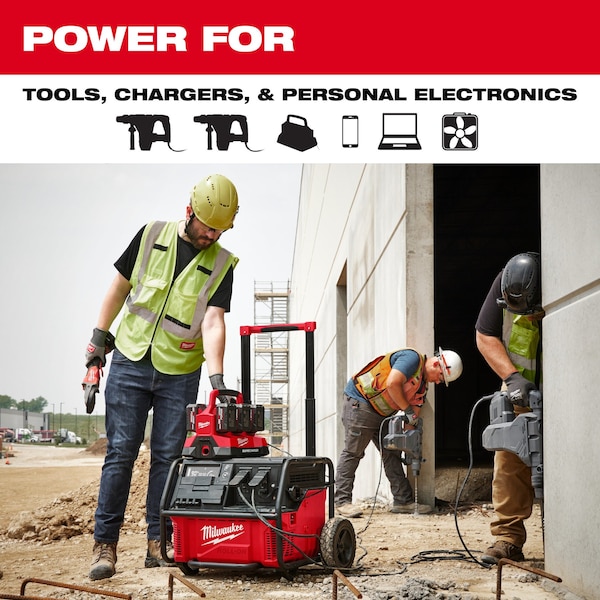 Milwaukee Tool Portable Generator, 3600W Rated, 7200W Surge, 120V, 15A A - 3300R