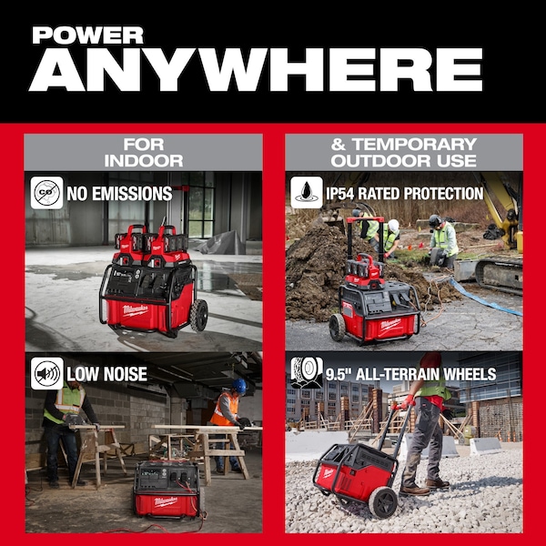 Milwaukee Tool Portable Generator, 3600W Rated, 7200W Surge, 120V, 15A A - 3300R