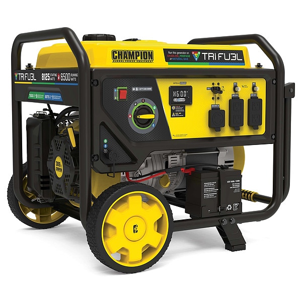 Champion Power Equipment Portable Generator, Gasoline/Natural Gas/Propane, Electric, Recoil Start, 120/240V AC - 201169