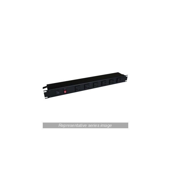 Hammond 15A 8 Outlet Strip w/ switch, 6 ft. cord, Outlets Front, Black - 1582H8A1BK