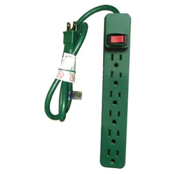 Master Electronics Master Electrician PS-669G Green 6 Outlet Plastic Housing Power Strip - 201675