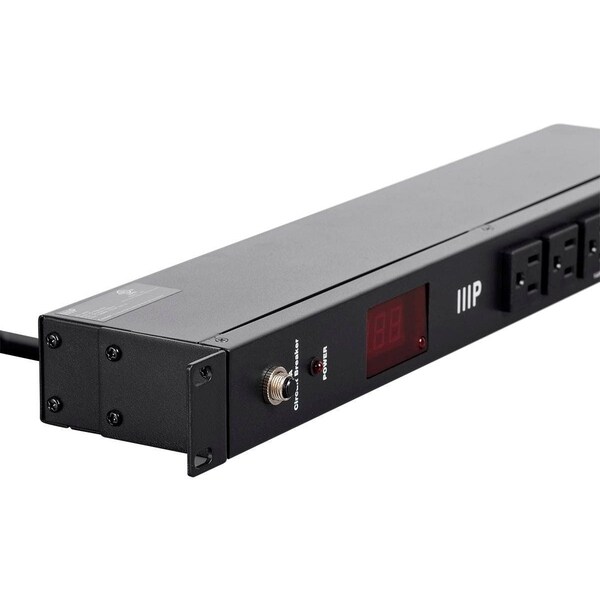 Monoprice 14 Outlet Metal 1U Rackmount Power Distribution Unit with Ampere Meter - 40003