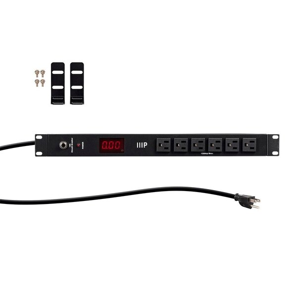 Monoprice 14 Outlet Metal 1U Rackmount Power Distribution Unit with Ampere Meter - 40003
