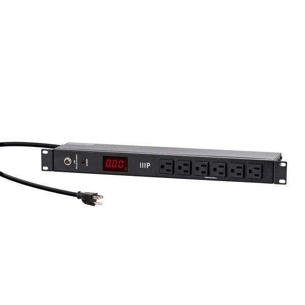 Monoprice 14 Outlet Metal 1U Rackmount Power Distribution Unit with Ampere Meter - 40003