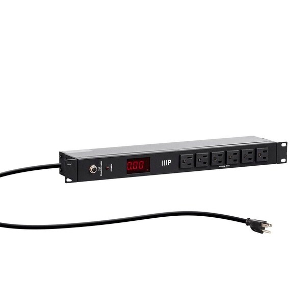 Monoprice 14 Outlet Metal 1U Rackmount Power Distribution Unit with Ampere Meter - 40003