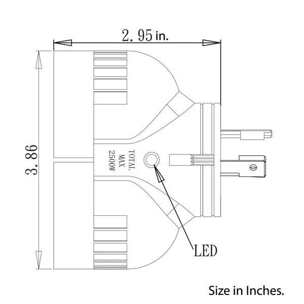 Ac Works Adapter L5-20P 20A 125V 3-Prong Plug to Two L5-20R 20A 125V Connectors - ADVL520L520