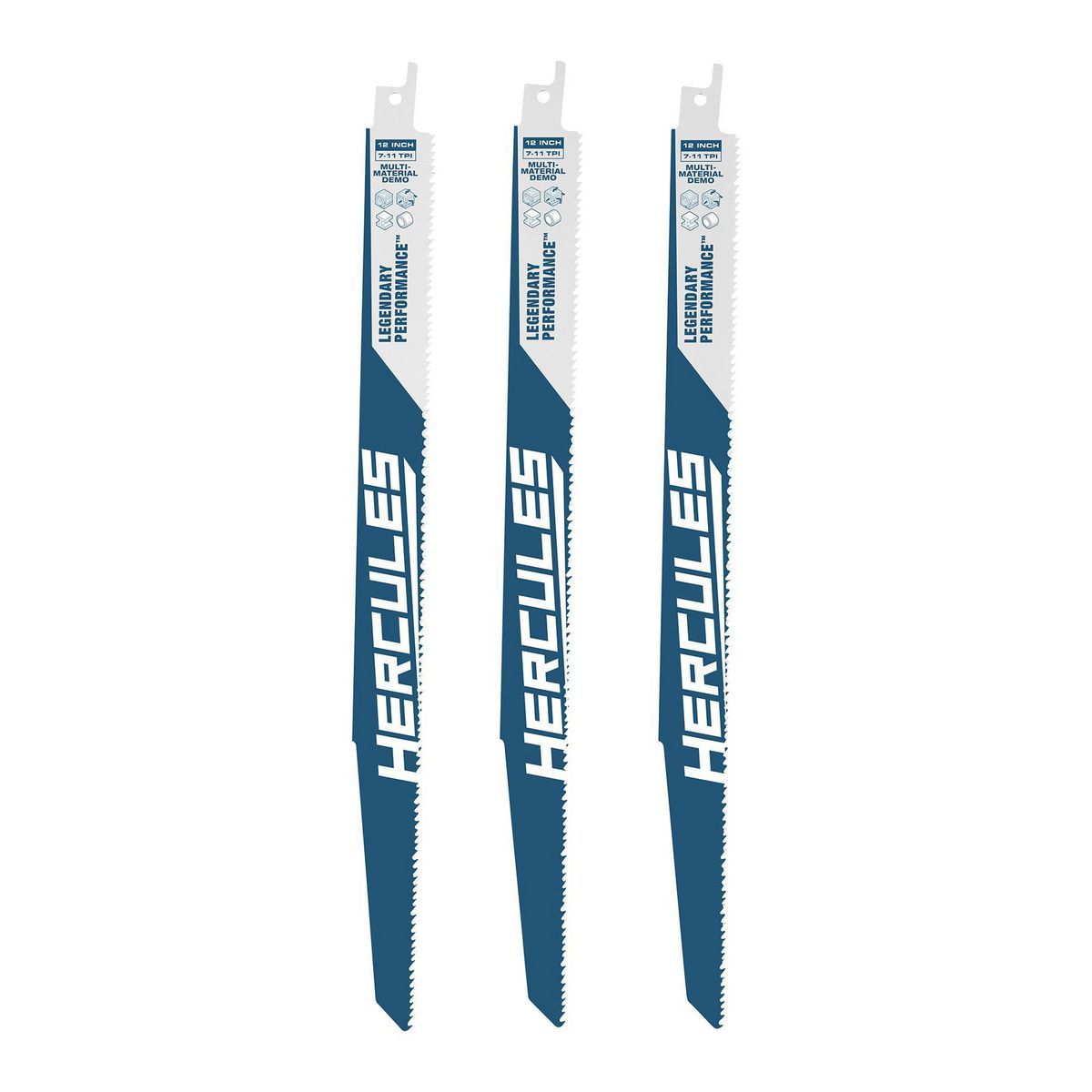 Hércules 12 pulgadas, 7-11 TPI Multi-Material, Cuchillas demolición para sierra reciproca, paquete de 3 - 58035.