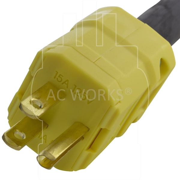 Ac Works SOOW; Cold Weather Extension Cord, 10 AWG, Indoor/Outdoor, 10/3, 1 Outlets, Black, Rubber, Nylon - SD515PR-025
