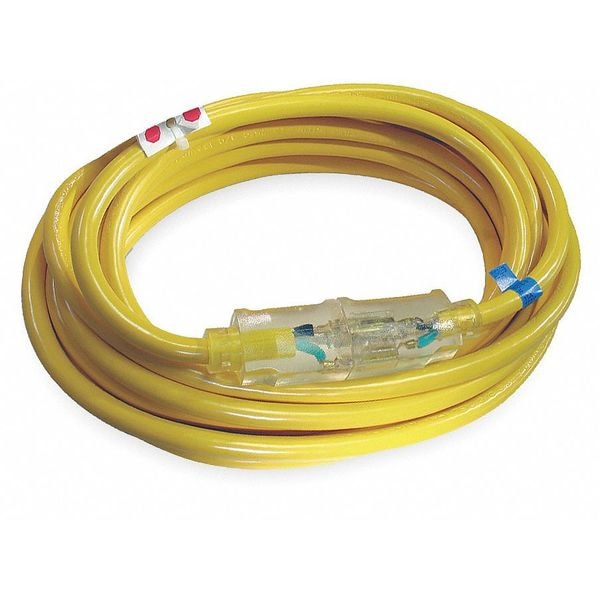 Power First SJTOW Extension Cord, 14 AWG, Outdoor, 14/3, 1 Outlets, 5-15R, Yellow, PVC, 5-15P, 100 ft - 4GAA9