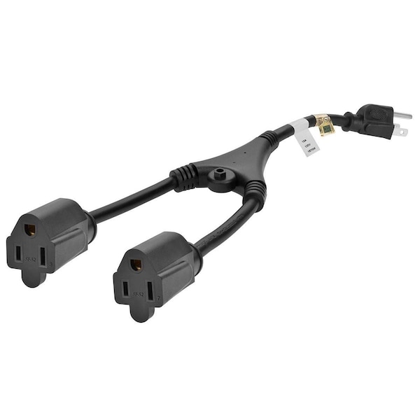 Monoprice Molded Y-Splice Extension Cord Adapter, 14 AWG - 5309