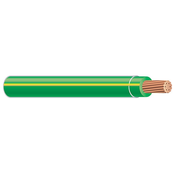 Southwire THHN, Building Wire, Copper, 10 AWG, 1C, Green; Yellow, Stranded, 1250 ft - 58456705