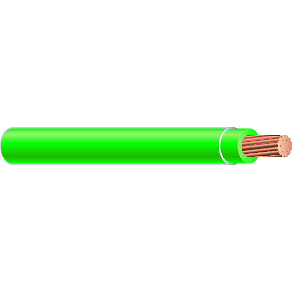 Southwire THHN; THWN, Building Wire, Copper, 14 AWG, 1C, Green; Yellow Stripe, Stranded, 500 ft - 56657601