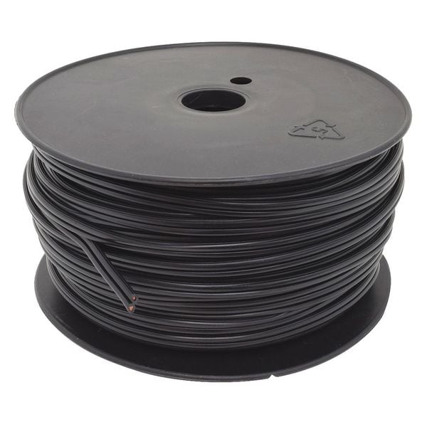 Zoro Select Portable Cord, SPT-2, 16 AWG, 2 C, Black, Stranded, 300V - E3683