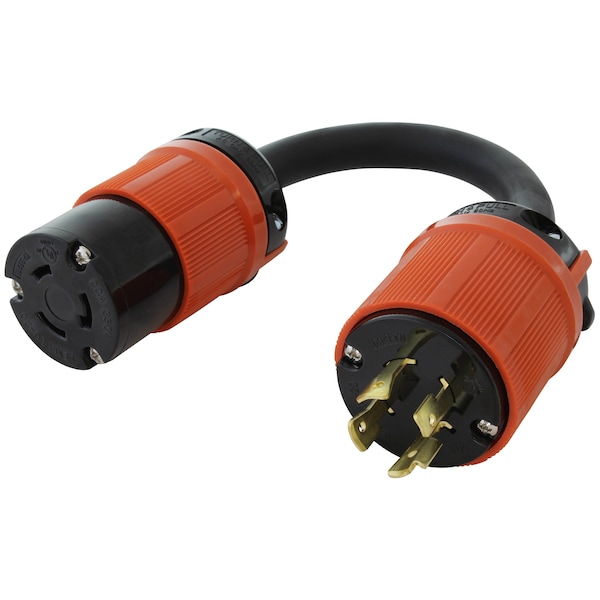 Ac Works 1ft 3-Phase 20A 250V L15-20P 4-Prong Plug to L6-20R Locking 20A 250V Connector - L1520L620-012