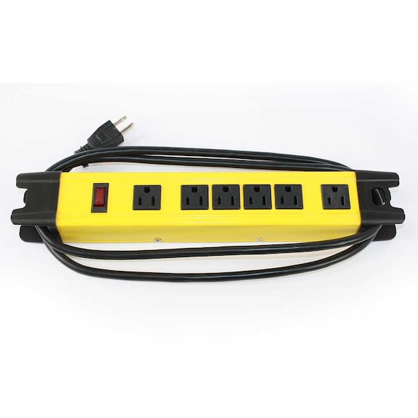 Superior Electric Heavy-Duty Metal Power Strip, 6 Outlet, 6ft Cord, 14AWG, ETL - SE 1543