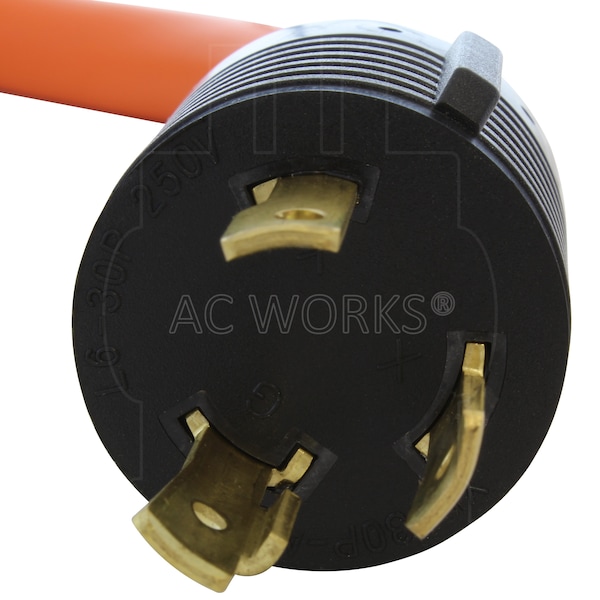 Ac Works L6-30P 3-Prong 250V Locking Plug to 6-30R 3-Prong 30 Amp 250 Volt HVAC Female Adapter - L630630-018