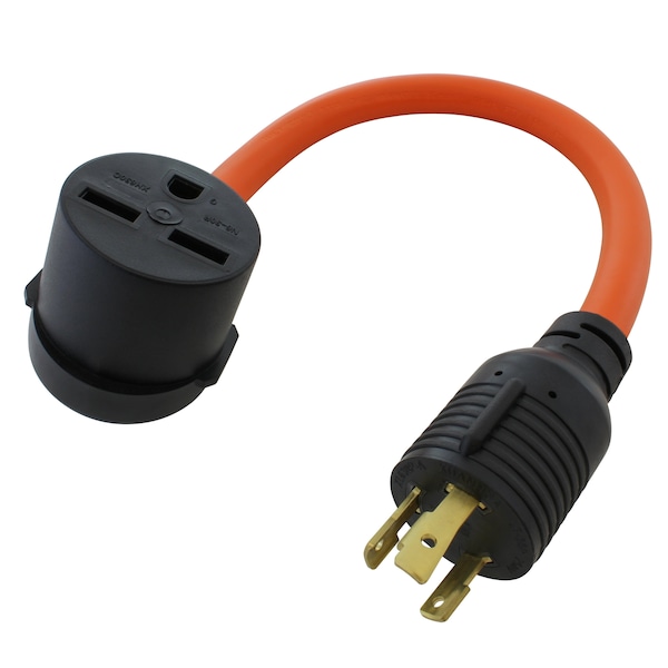 Ac Works L6-30P 3-Prong 250V Locking Plug to 6-30R 3-Prong 30 Amp 250 Volt HVAC Female Adapter - L630630-018