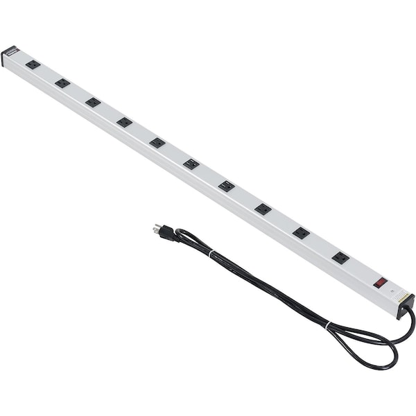Global Industrial 48 10 Outlet Aluminum Power Strip with 6-ft Cord ETL/cETL - 500887