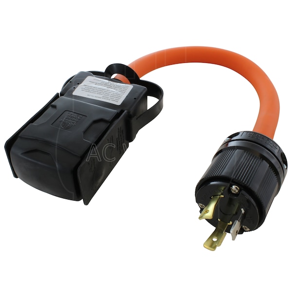 Ac Works 1.5FT L5-30P 30A 3-Prong Locking Plug to 4 Home Outlets with 20A Breakers - L530CBF520