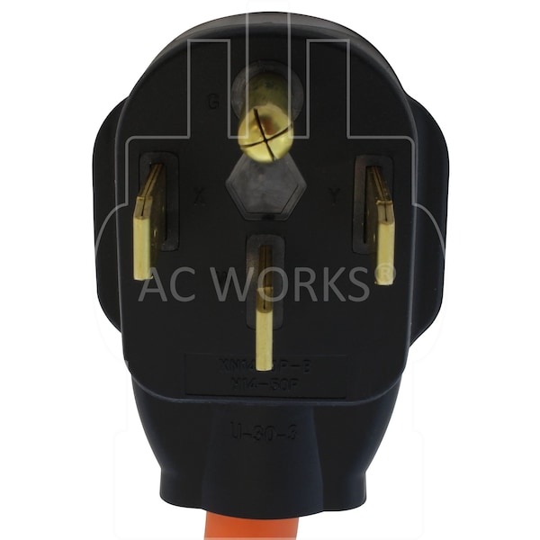 Ac Works 14-50P 4-Prong Range/Generator Plug to 6-30R 3-Prong 30 Amp 250 Volt HVAC Female Adapter - S1450630-018