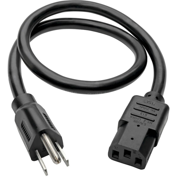Tripp Lite Power Cord, HD, 5-15P to C13, 15A, 14AWG, 2ft - P007-002